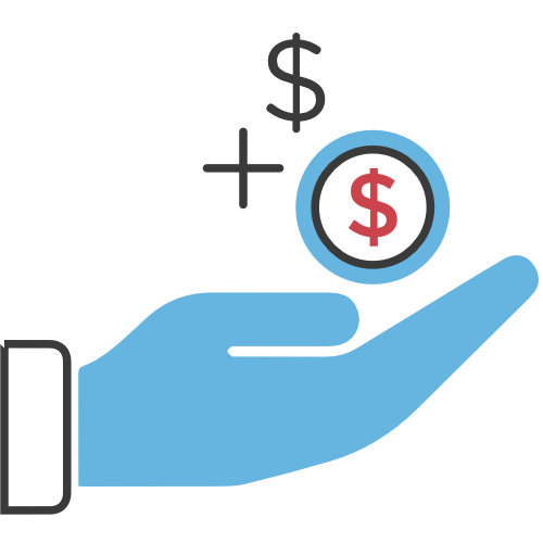 Blue helping hand icon